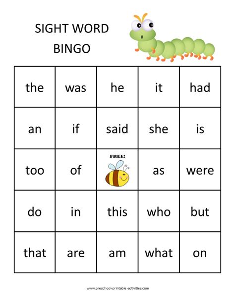 free printable sight word games.